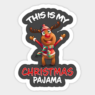 This Is My Christmas Pajama Happy Reindeer Family Matching Christmas Pajama Costume Gift Sticker